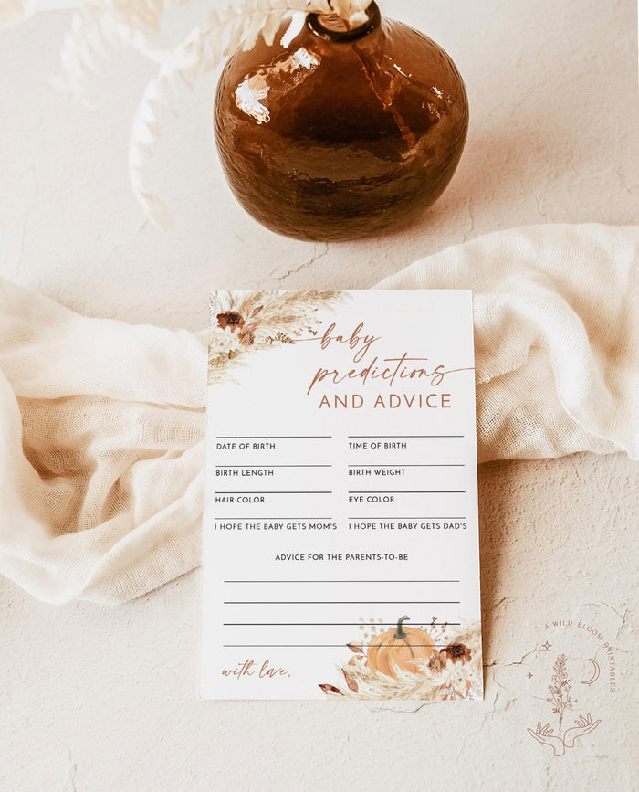 Baby Shower Advice and Predictions Card | Pumpkin Baby Shower