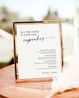 Cupcake Menu Sign | All You Need is Love & Cupcakes