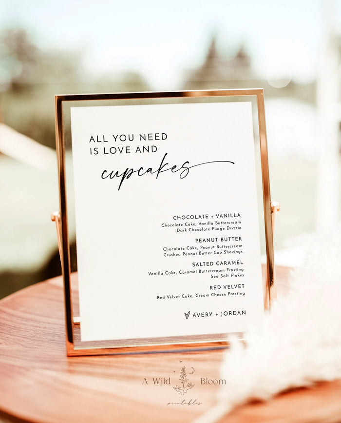 Cupcake Menu Sign | All You Need is Love & Cupcakes
