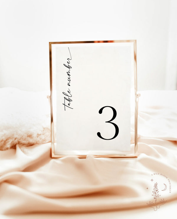 Minimalist Wedding Table Numbers | Modern Wedding Table Number | Editable Table Number Template | Simple Table Numbers | M9