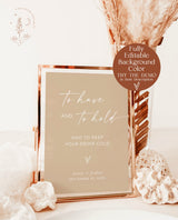 To Have and To Hold | Koozie Favor Sign