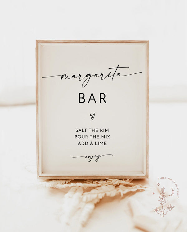 Bridal Shower Margarita Bar Sign | Modern Bridal Brunch Margarita Bar | Minimalist Margarita Bar Sign | Modern Minimalist Bridal Shower | M9