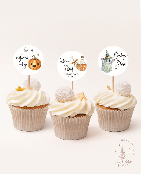 Halloween Cupcake Toppers | Pumpkin Baby Shower 