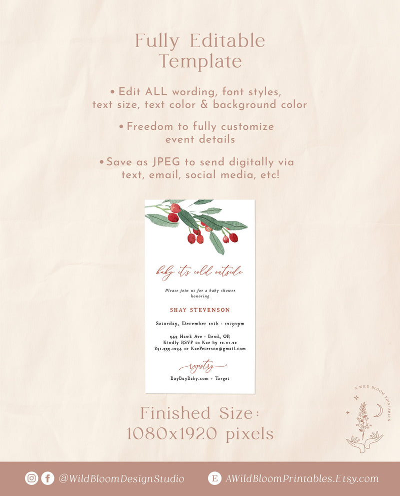Winter Baby Shower E-Vite Template | Baby It's Cold Outside 