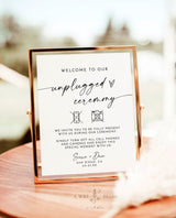Minimalist Unplugged Ceremony Wedding Sign | Modern Unplugged Ceremony Sign | Elegant Wedding Sign | Editable Template | M9