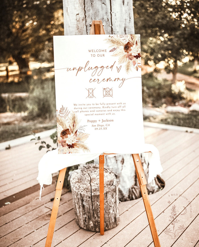 Boho Unplugged Wedding Poster | Pampas Grass Wedding