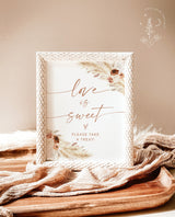 Boho Love is Sweet Please Take A Treat Sign | Pampas Grass Wedding Sign