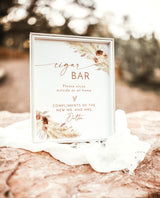 Bohemian Cigar Bar Sign | Pampas Grass Wedding Cigar Sign Template