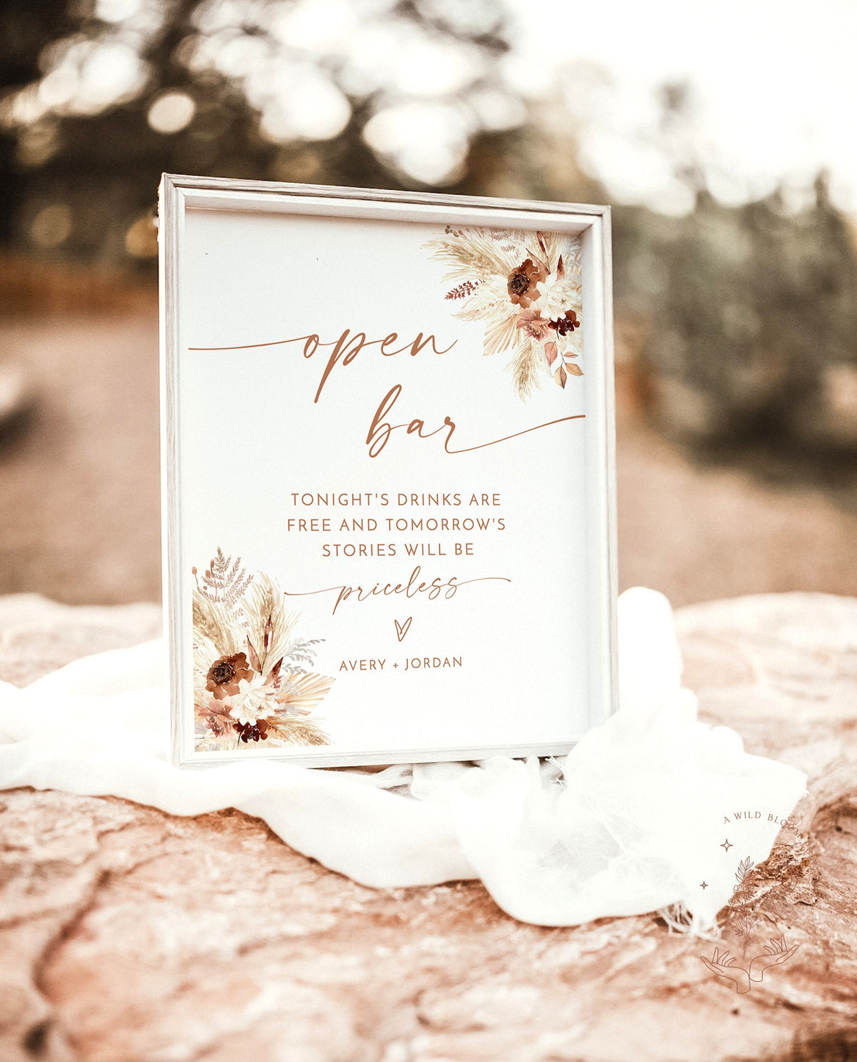 Boho Open Bar Sign | Wedding Bar Sign