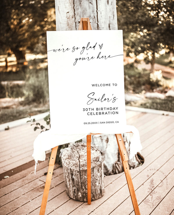 Birthday Party Welcome Sign | Modern Birthday Welcome Sign | Minimalist Birthday Party Welcome | Birthday Celebration | Editable Template M9