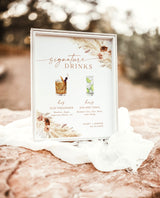 Signature Drinks Sign Template | Boho Signature Cocktail Sign