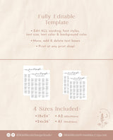 Minimalist Alphabetical Seating Chart Sign | Modern Wedding Seating Chart Poster
