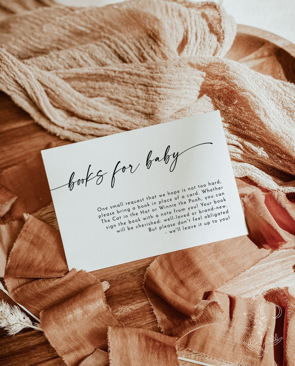 Books for Baby Card | Book Request Insert | Modern Minimalist Baby Shower | Modern Baby Shower | Boho Baby Shower | Editable Template | M9