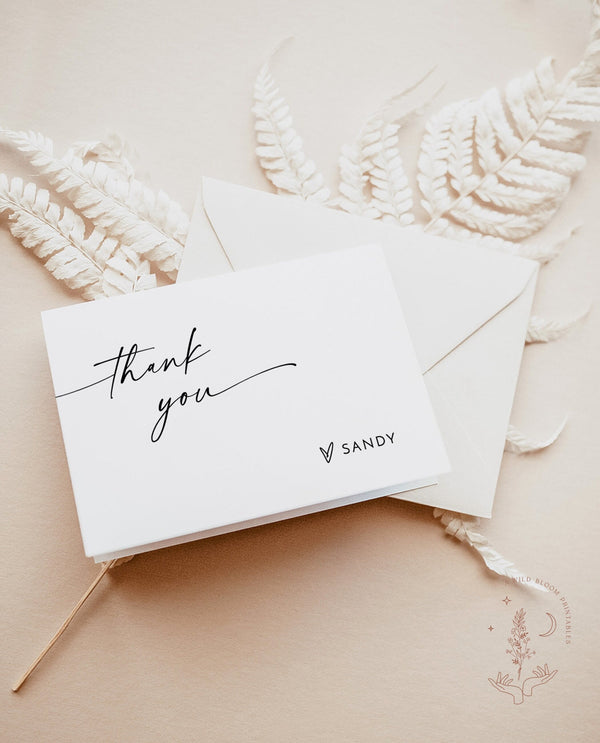 Minimalist Thank You Card | Thank You Card | Bridal Shower Thank You Cards | Modern Minimalist Wedding | Editable Template | M9