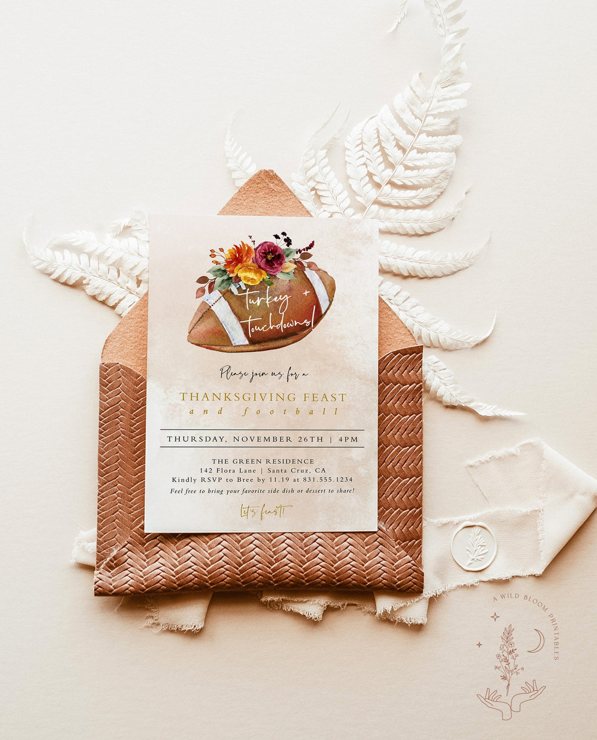 Thanksgiving Football Invitation Template | Friendsgiving Invitation