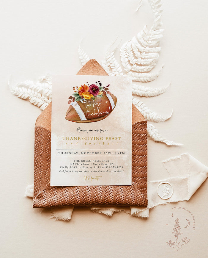 Thanksgiving Football Invitation Template | Friendsgiving Invitation