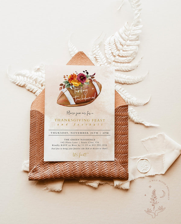 Thanksgiving Football Invitation Template | Friendsgiving Invitation 