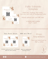 Honeymoon Fund QR Code Sign | Wedding Honeymoon Fund Sign | Venmo QR Code Modern Wedding Sign | Boho Wedding | Editable Template | A4