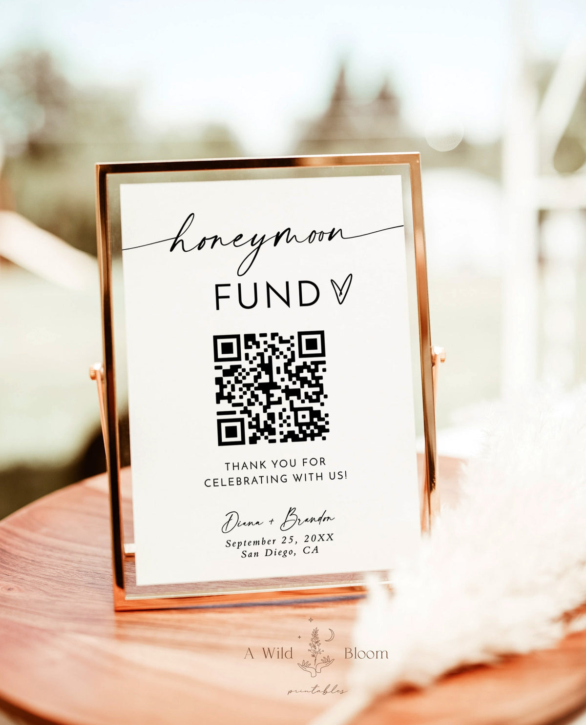 Honeymoon Fund QR Code Sign | Wedding Honeymoon Fund Sign
