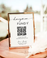 Honeymoon Fund QR Code Sign | Wedding Honeymoon Fund Sign | Venmo QR Code Modern Wedding Sign | Modern Wedding | Editable Template | M9