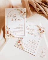 Pampas Grass Twins Baby Shower Invite | Boho Twin Baby Shower