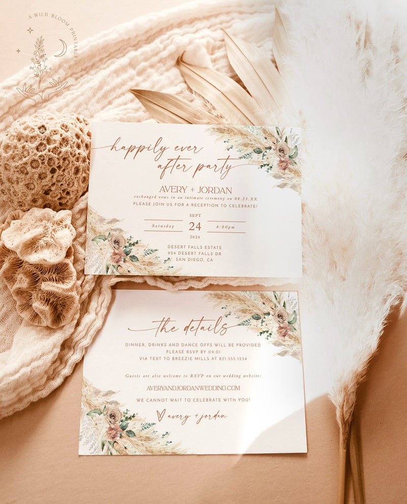 Boho Happily Ever After Party Invite | Reception Party Invitation 