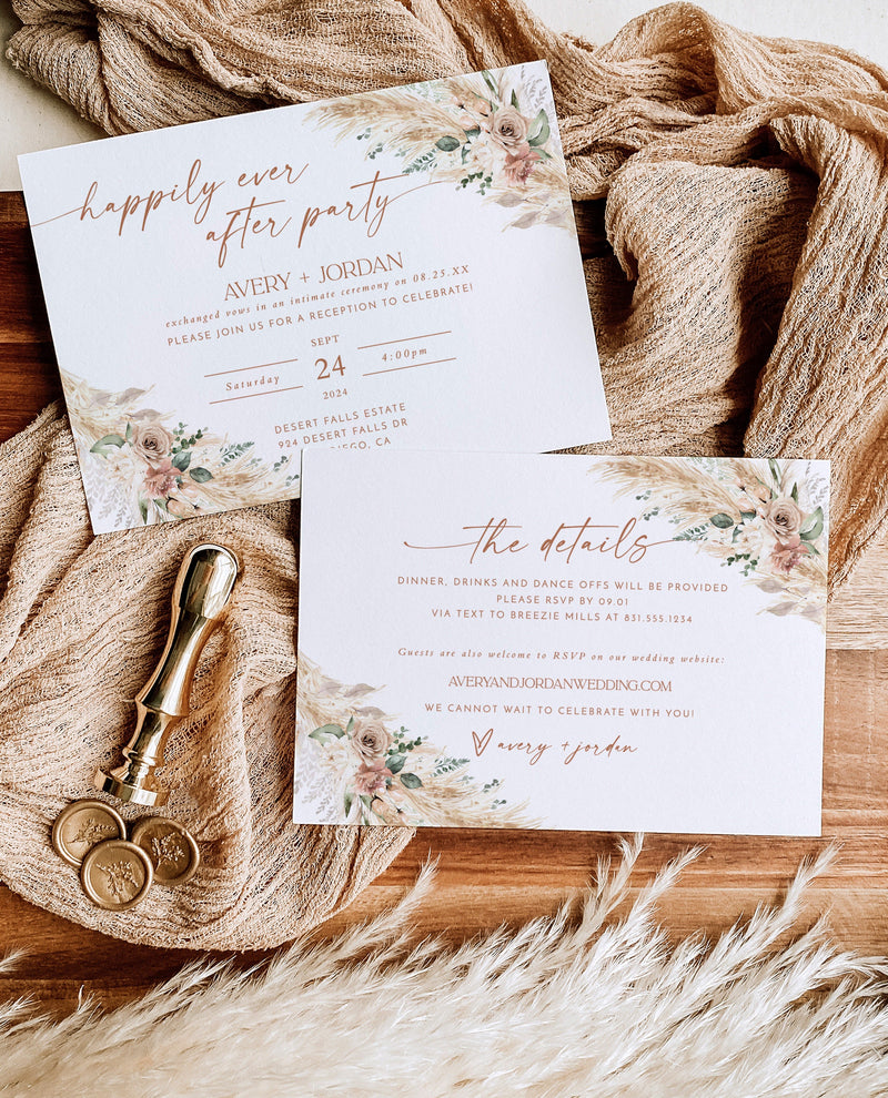 Boho Happily Ever After Party Invite | Reception Party Invitation 