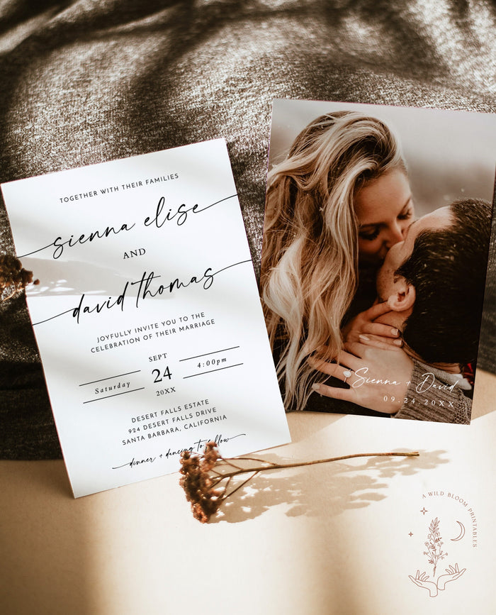 Modern Wedding Invitation Template | Editable Minimalist Wedding Invite