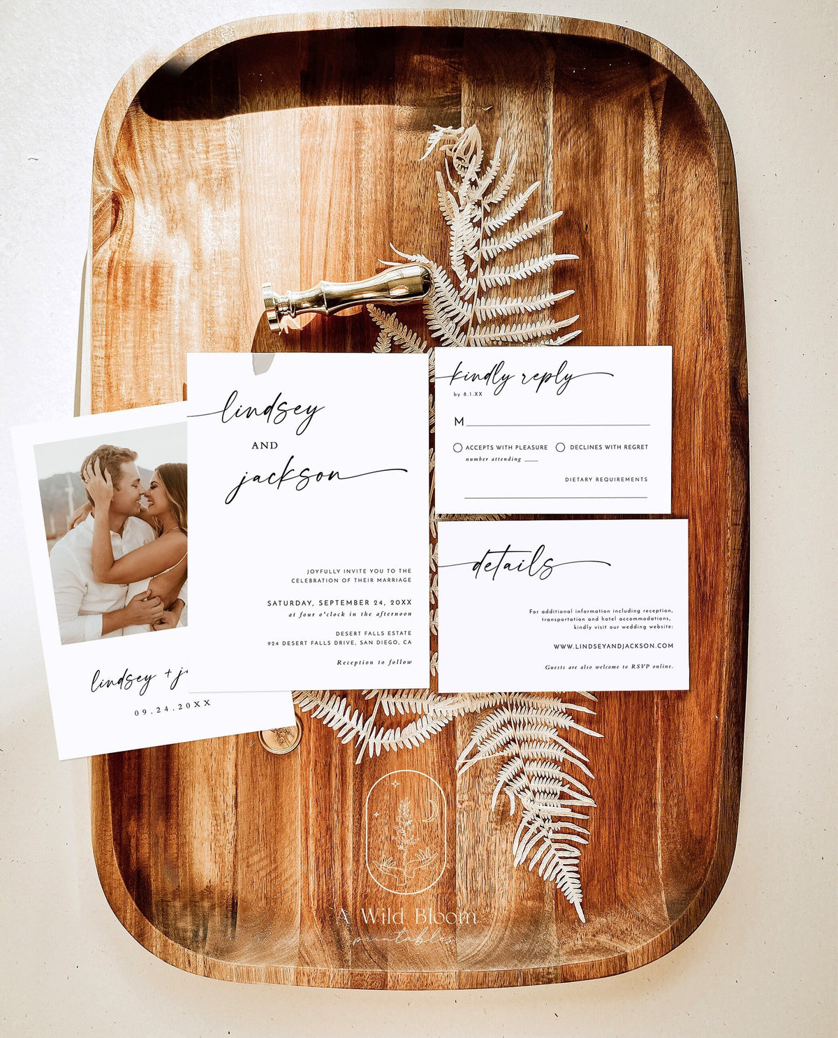 Modern Wedding Invitation Suite Template | Editable Minimalist Wedding Invite