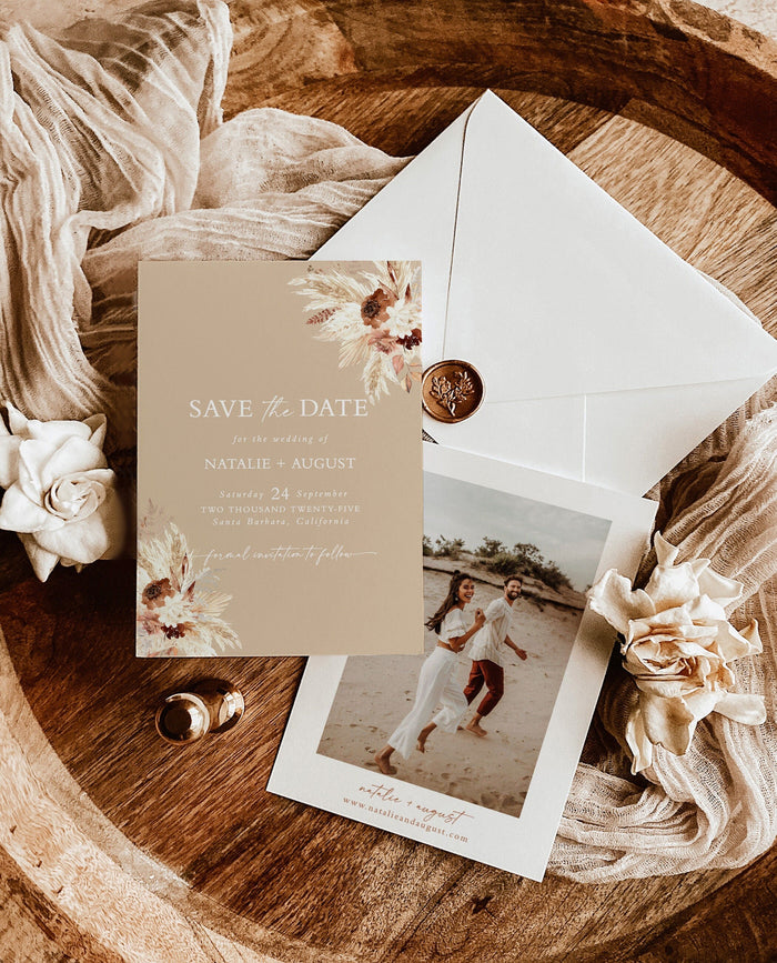 Beige Save the Date | Boho Save the Date