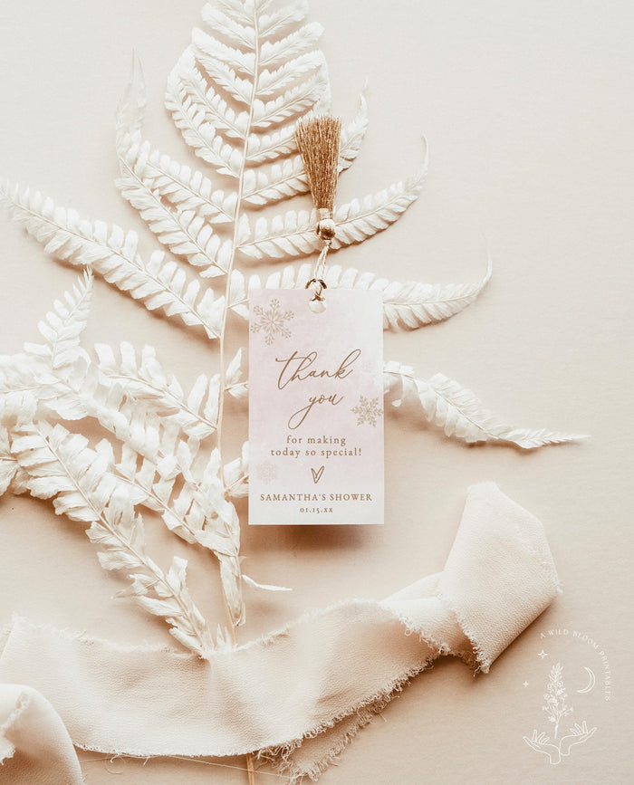 Winter Baby Shower Favor Tag Template | Snowflake Baby Shower