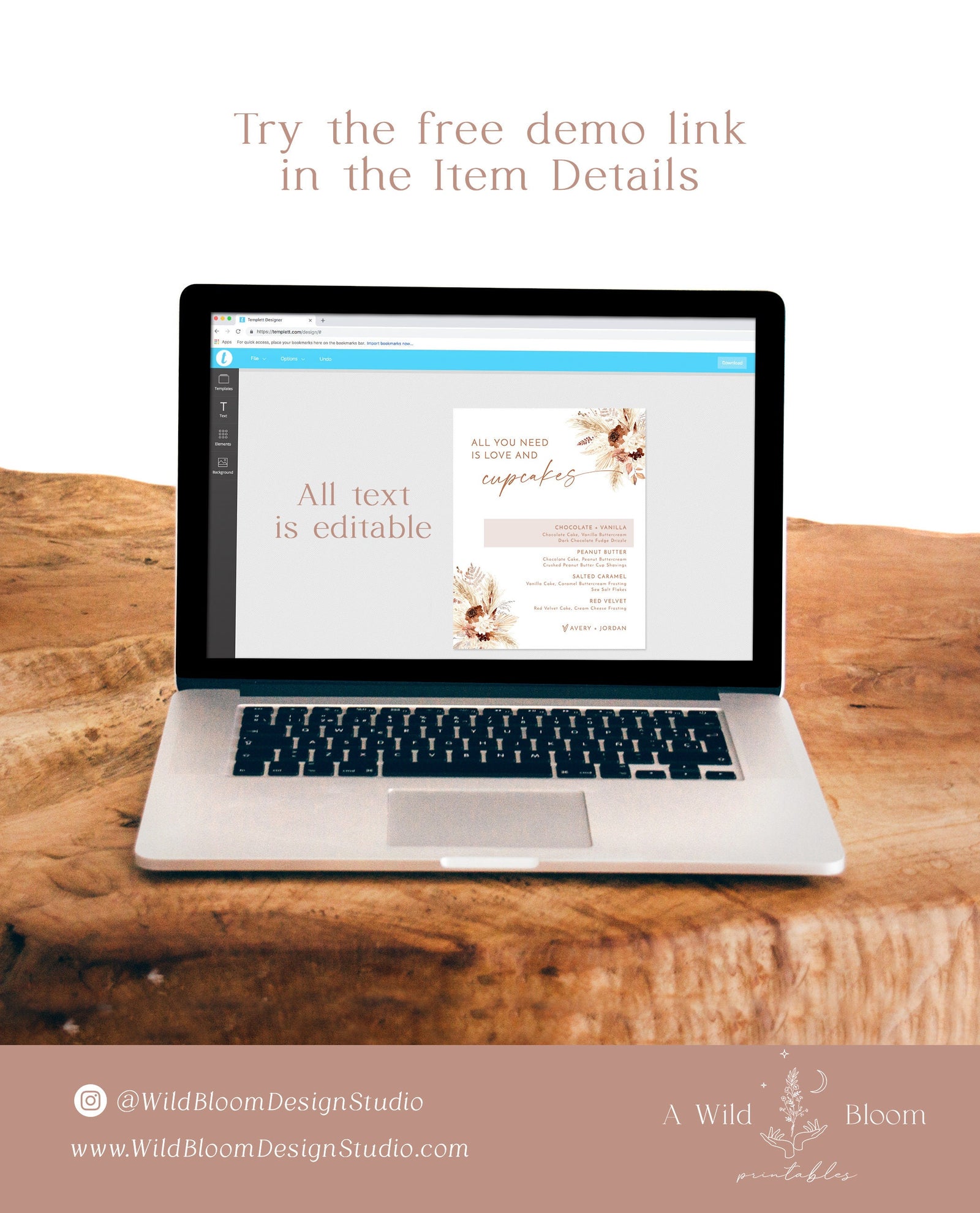 Boho Cupcake Menu Sign | All You Need is Love & Cupcakes – Wild Bloom  Design Studio