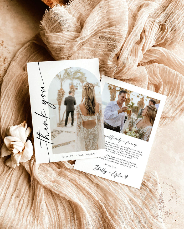 Modern Wedding Photo Thank You Card | Minimalist Wedding Thank You Card