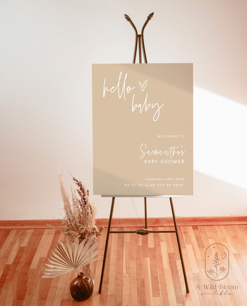 Boho Baby Shower Welcome Sign | Neutral Shower Welcome Sign | Pampas Grass Baby Shower | Minimalist Baby Shower Welcome Poster | BM1