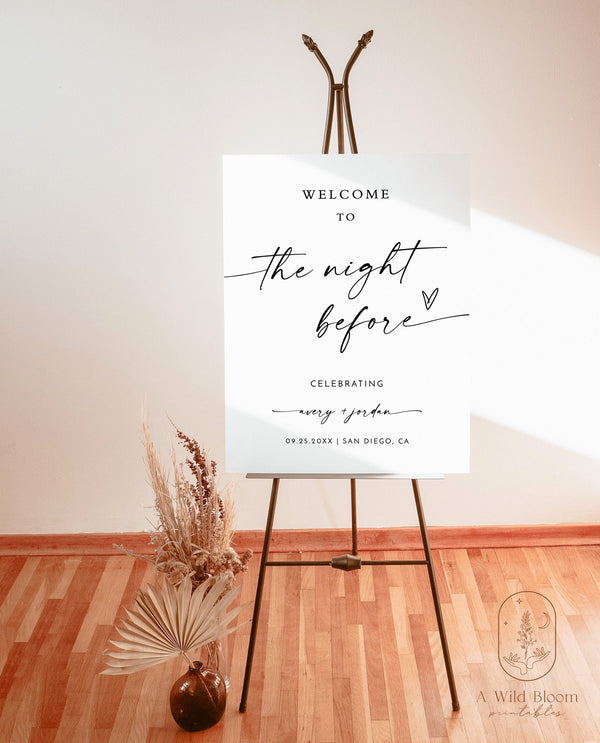 Rehearsal Dinner Welcome Sign | We're So Glad You're Here | Minimalist Welcome Sign | Modern Wedding Welcome Sign | Editable Template | M9