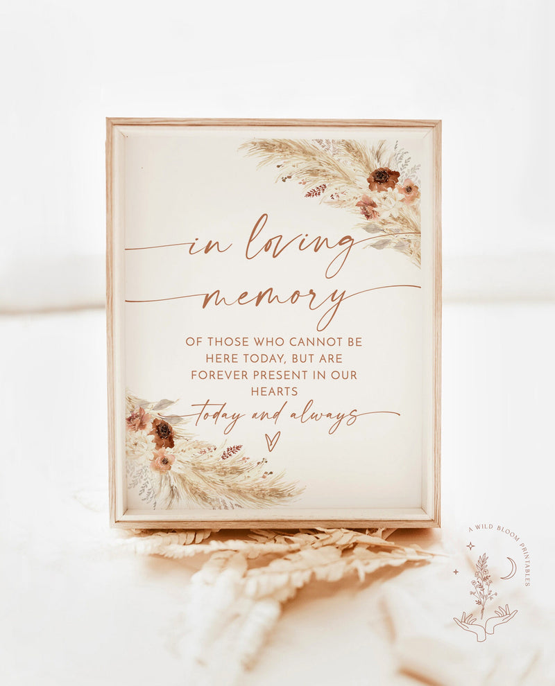 In Loving Memory Sign | Forever in Our Hearts Wedding Sign | Forever In Our Hearts Sign | Wedding Memorial Candle Sign | Editable Sign | A4
