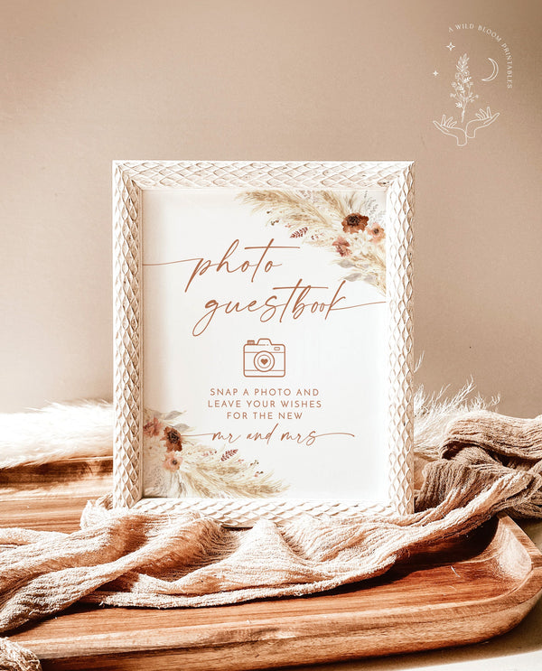 Boho Photo Guestbook Sign | Pampas Grass Wedding Sign | Boho Wedding Photo Guest Book Sign | Bohemian Photo Guestbook Sign | A4