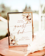 Please Sign Our Guestbook Sign | Modern Boho Wedding Guestbook | Sign Our Guest Book |  Pampas Grass Wedding Signage | A4
