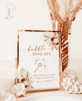 Boho Bubble Send Off Sign | Pampas Grass Wedding Send Off Sign