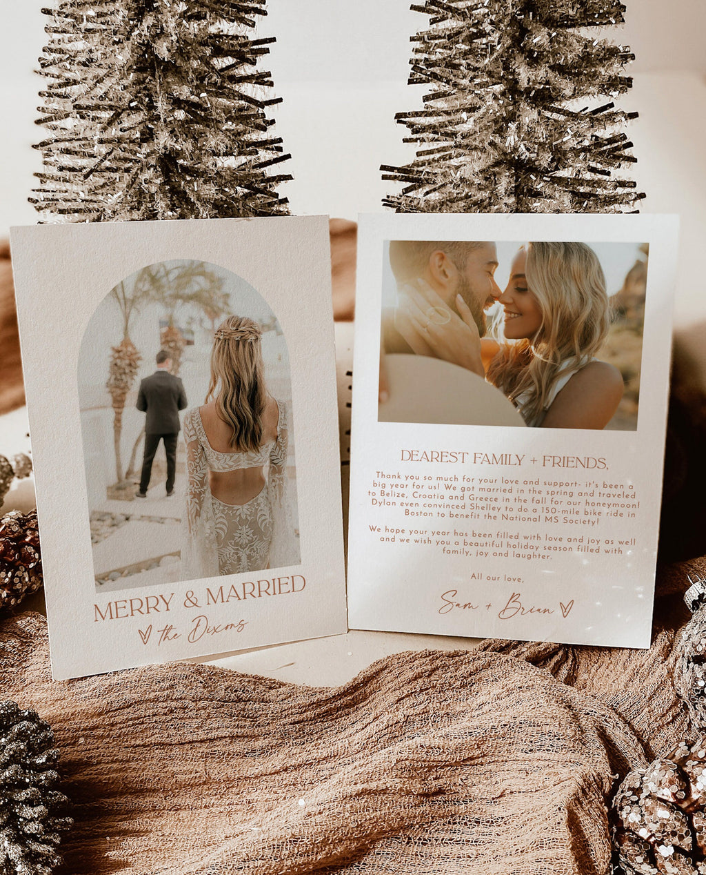 Married and Bright Christmas Card  Minimalist Christmas Photo Card – Wild  Bloom Design Studio