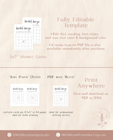 Minimalist Bridal Bingo Game | Modern Shower Game