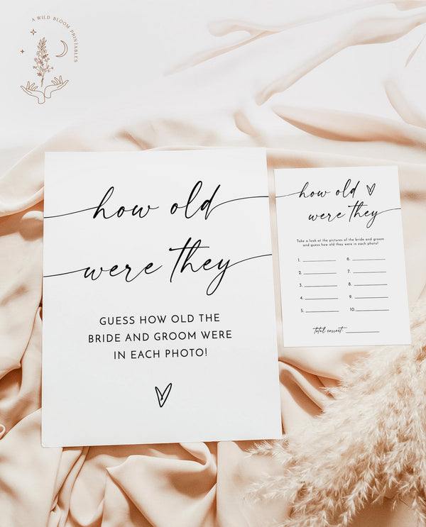 How Old Were The Bride and Groom Game | Guess How Old Game | Minimalist Bridal Shower Game | Modern Bridal Shower | How Old Were They | M9