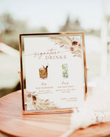 Signature Drinks Sign Template | Boho Signature Cocktail Sign