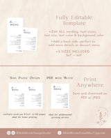 Minimalist Wedding Menu | Modern Wedding Dinner Menu