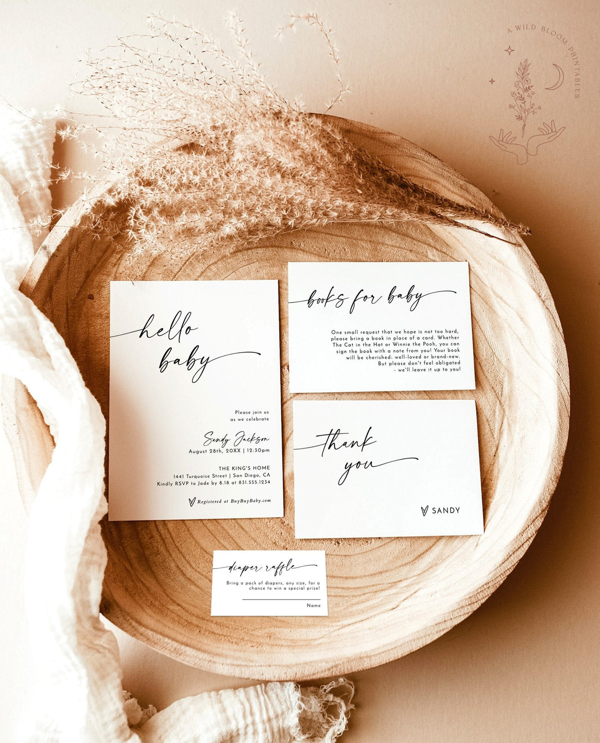Minimalist Baby Shower Invitation | Modern Baby Shower Bundle