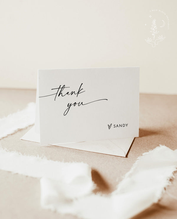 Minimalist Thank You Card | Thank You Card | Bridal Shower Thank You Cards | Modern Minimalist Wedding | Editable Template | M9