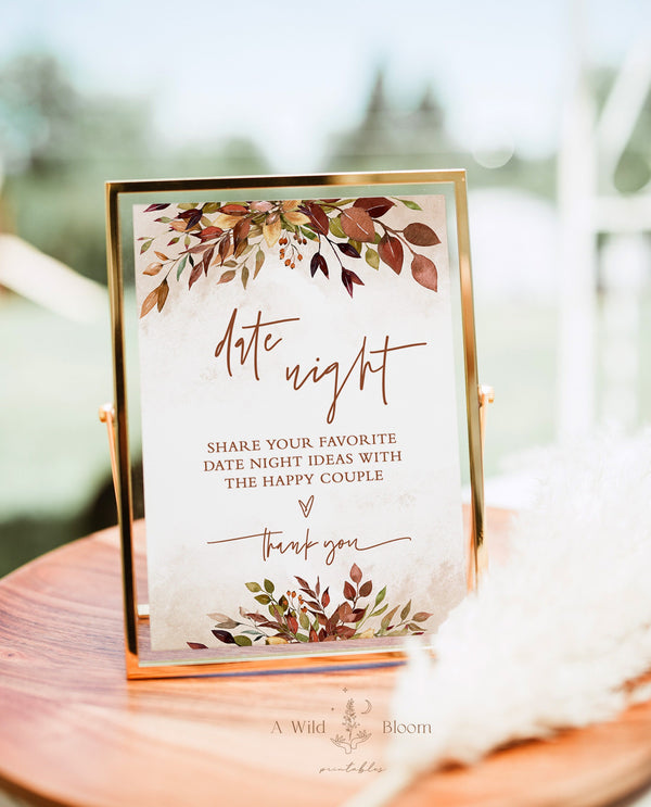 Bridal Shower Date Night Ideas | Date Night Ideas Sign 