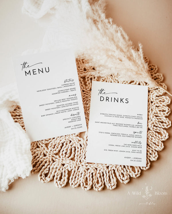 Modern Wedding Menu | Minimalist Wedding Menu | Wedding Food Menu | Simple Wedding Menu | Let's Eat Menu | Editable Template | M9