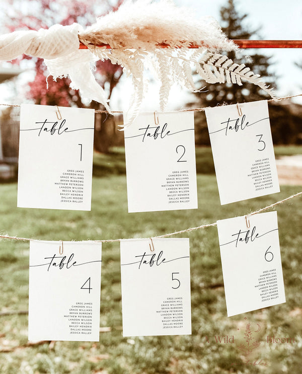 Minimalist Wedding Seating Cards | Wedding Seating Chart | Modern Wedding Seat Cards | Table Seating Chart Cards | Editable Template | M9