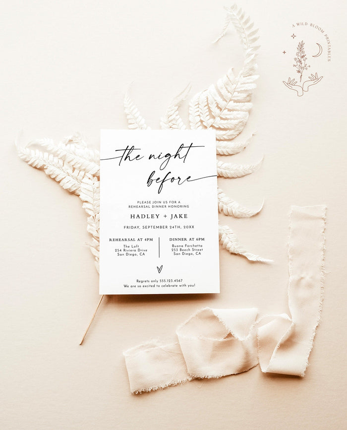 Minimalist Rehearsal Dinner Invitation | Modern Minimalist Wedding Rehearsal Invite